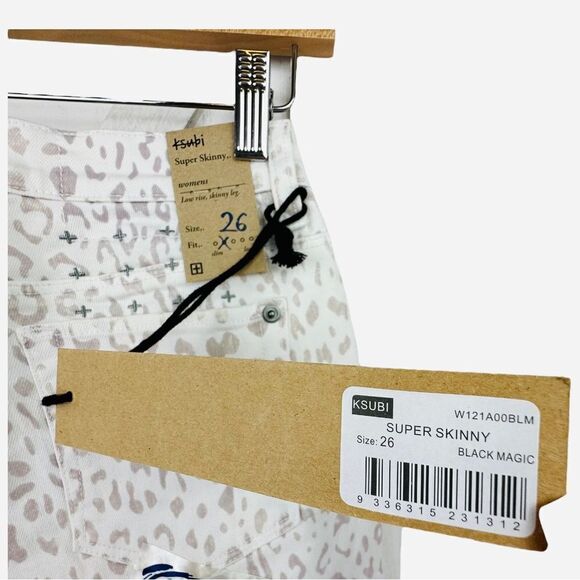 Ksubi Super Skinny White Leopard Print Jeans NWT 26 - Picture 6 of 7